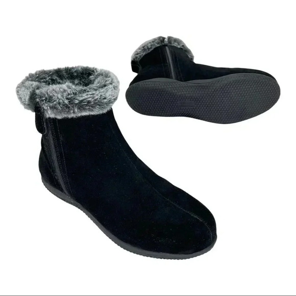 SoftWalk Helena Black Suede Leather Faux Fur Trim Womens Ankle Boots Size 7M - Picture 15 of 16